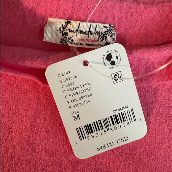 Free People x Intimately FP Top Womens Medium Pink Warm Fluff Crop Top Y2K Knit - Picture 5 of 9